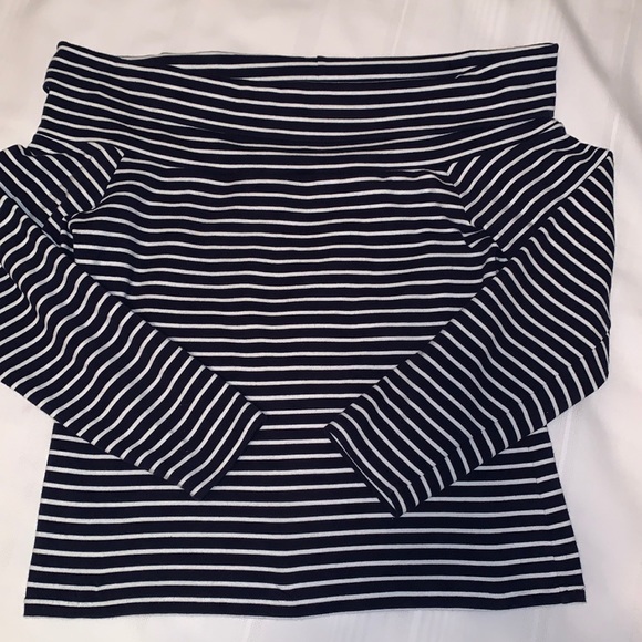 J CREW | Off the shoulder navy nautical top - Picture 2 of 6